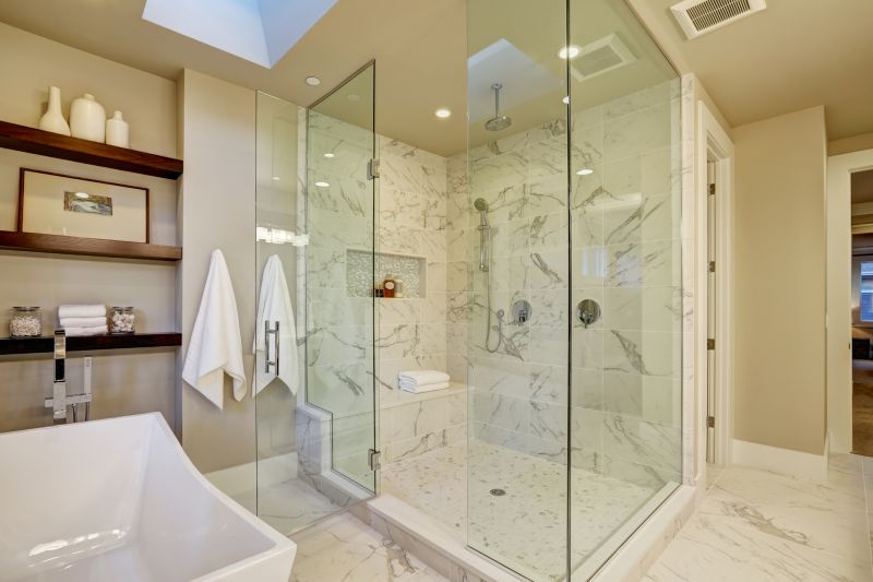 Glass Shower with Custom Tile